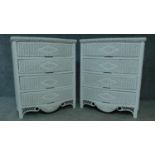 A pair of Lloyd Loom style chests of four long drawers. H.106 W.88 D.51cm
