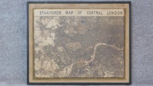 A large framed print of Stanford's Map of Central London. 82x102cm