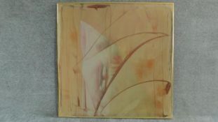 A framed oil on canvas, abstract study, inscription verso. H.93cm W.92cm