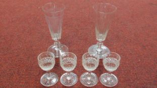 A set of four diamond hand cut Victorian Port/Sherry glases with star cut bases and two victorian