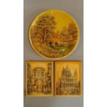 Two antique Ivorex plaques by Osbourne & Co, 1920 of St Paul's Cathedral and Temple Bar in D