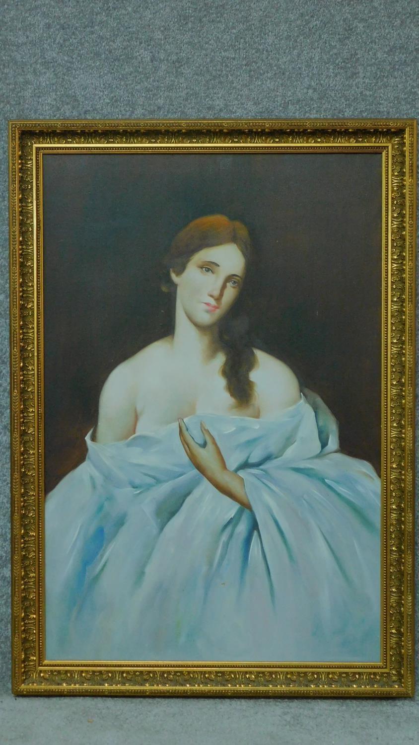 A gilt framed oil on canvas, portrait of a girl. 103x72cm