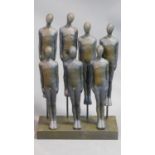 A moulded group figure study, standing men. H.44cm