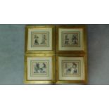 Four framed hand coloured lithographs of zoological studies of monkey species. 43x45cm