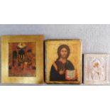 A miscellaneous collection of three icons. 29x25cm (largest)