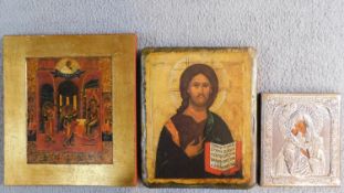 A miscellaneous collection of three icons. 29x25cm (largest)