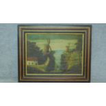 A large 19th century framed oil on canvas, naive rural scene, Christie's label verso, unsigned.