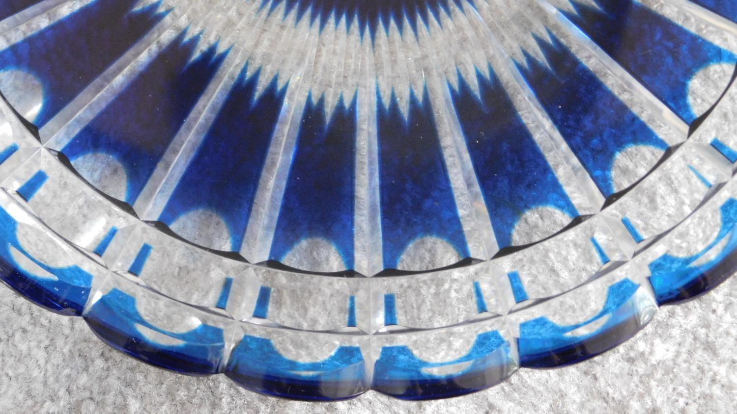 A cut lead crystal blue glass dish. 30x30cm - Image 4 of 5