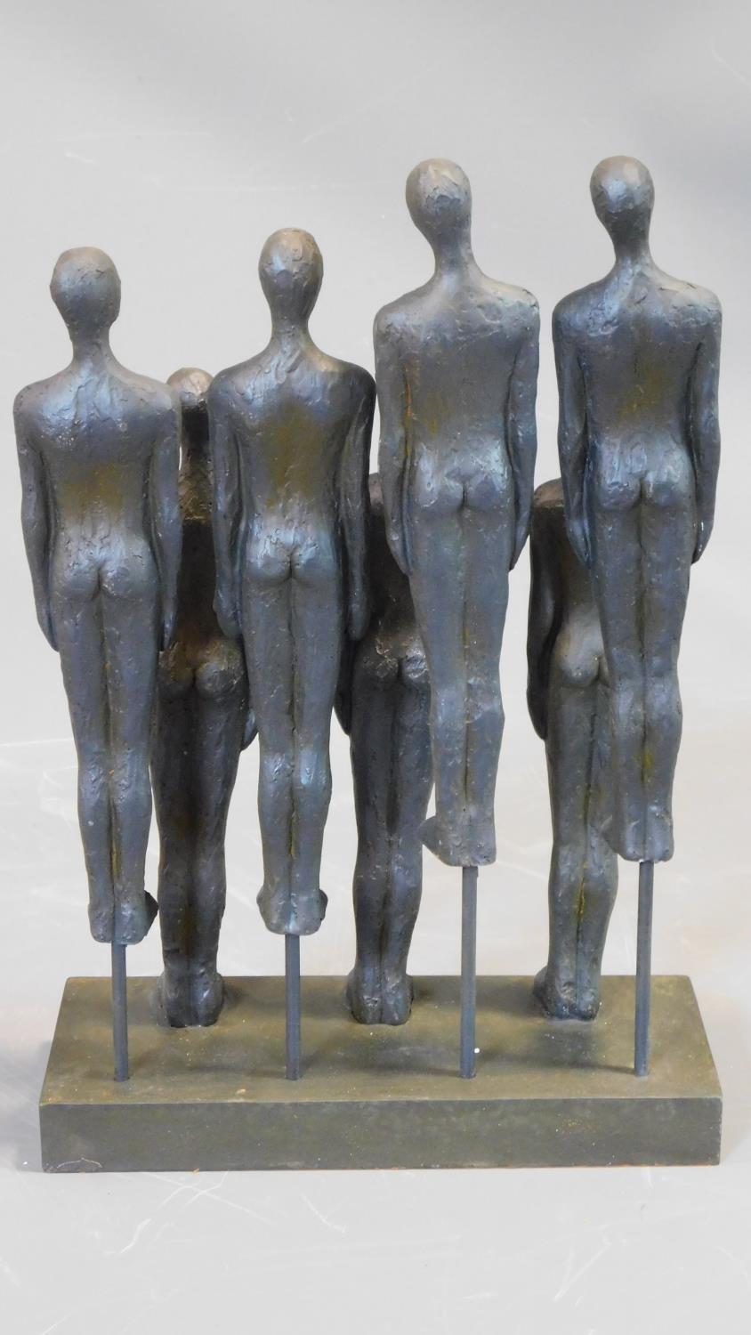 A moulded group figure study, standing men. H.44cm - Image 3 of 3