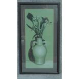 A framed pastel still life drawing of a vase of flowers. Signed S. Good. 76x42cm