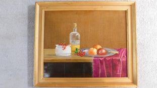 Johannes B. Meerman (1912-1997), a framed oil on panel, still life, signed. 59x49.5cm
