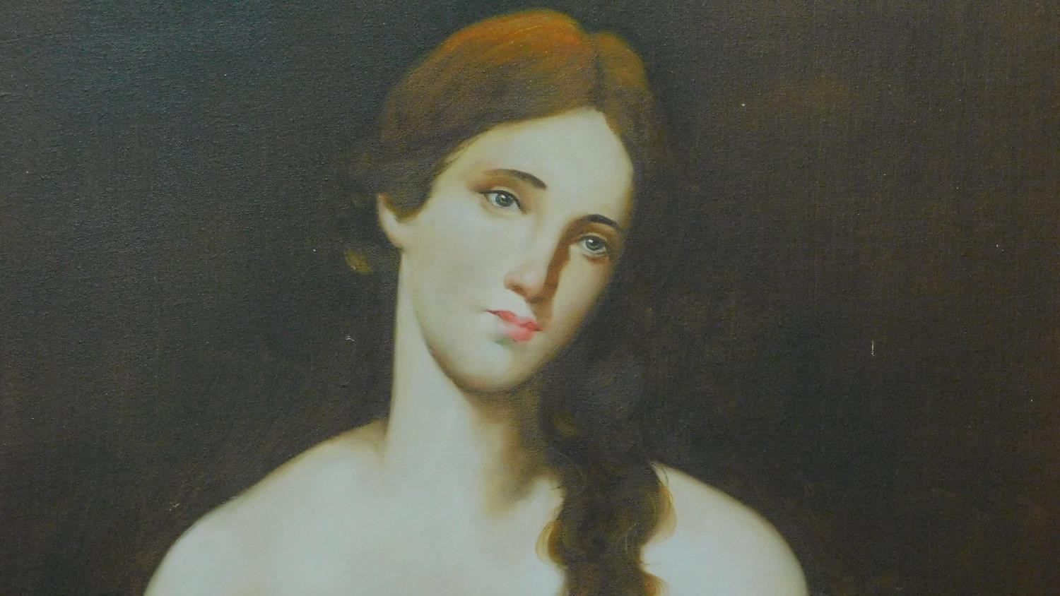 A gilt framed oil on canvas, portrait of a girl. 103x72cm - Image 4 of 5