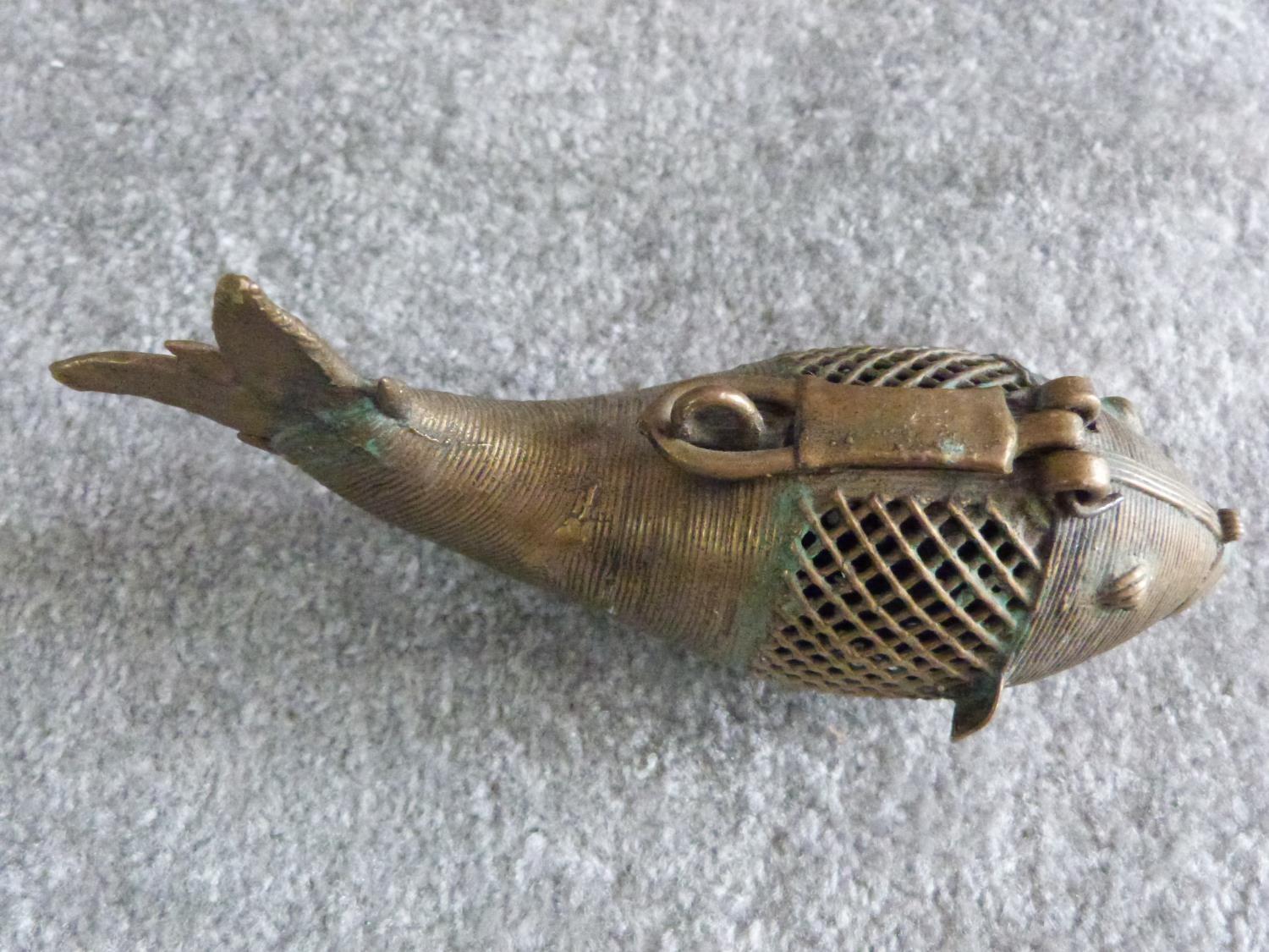 A collection of vintage brass items, including a brass butterfly with oyster shell wings, an - Image 6 of 12