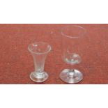 Two antique glasses, one Victorian demi-drummer glass and the other a Georgian jelly glass with