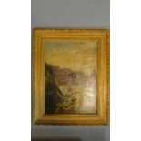 A 19th century gilt framed oil on canvas, rowboat at sea. 46x37cm