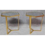 A pair of contemporary gilt framed octagonal glass topped occasional tables. H.45cm