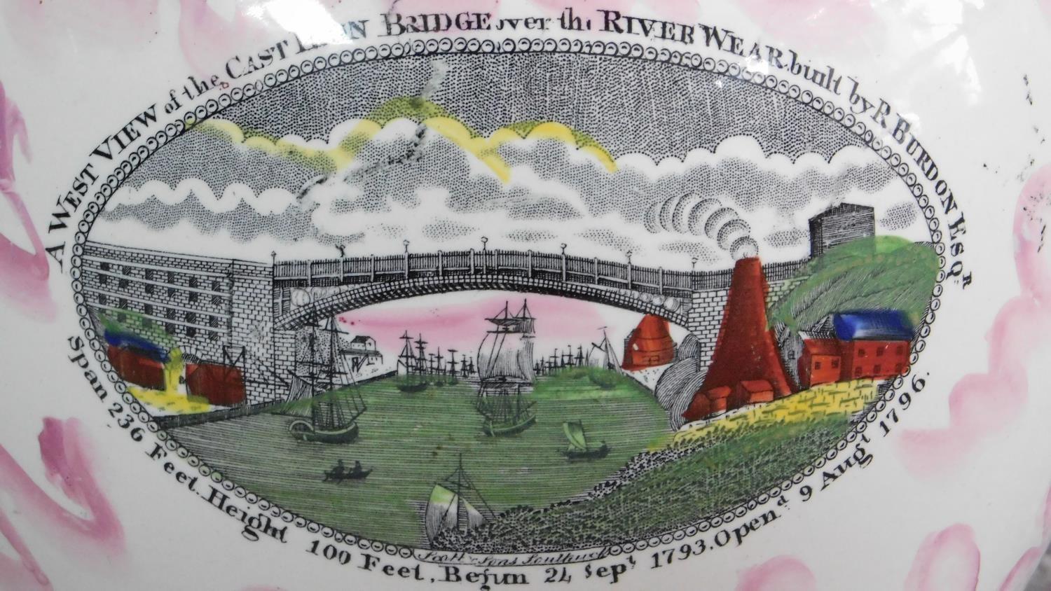 A Sunderland lustre ware jug. "A West View of the cast iron bridge over the River Wear built by R. - Image 3 of 7