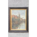 Eugene Rensburg (1872-1956) A framed oil on canvas, Dutch canal scene, signed. 49x39cm
