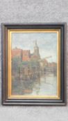 Eugene Rensburg (1872-1956) A framed oil on canvas, Dutch canal scene, signed. 49x39cm