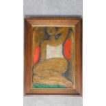 A framed oil on board of female figure, unsigned. 63x47cm