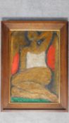 A framed oil on board of female figure, unsigned. 63x47cm