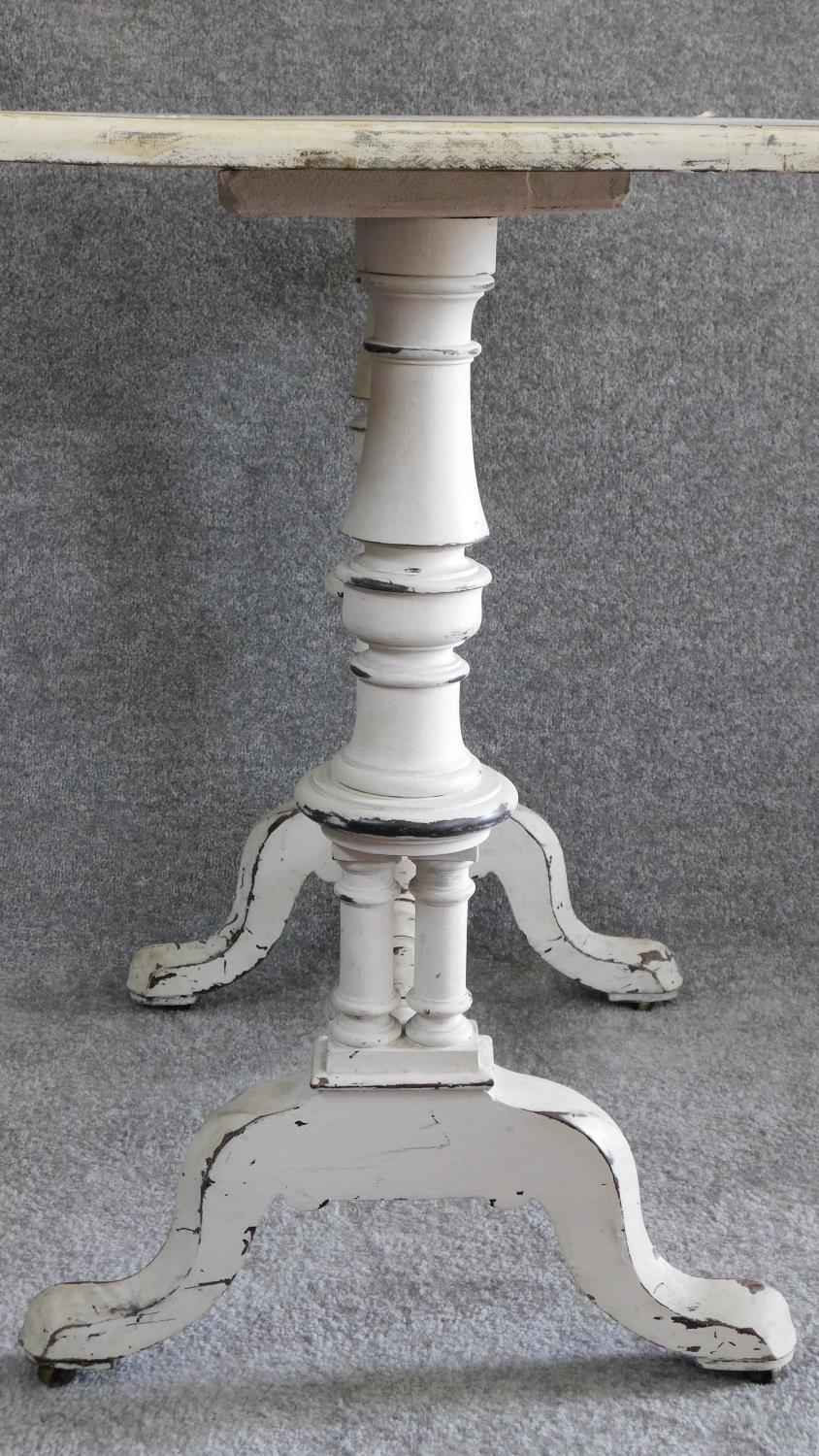 A 19th century distressed painted centre table on turned stretchered supports. H.70 W.86 D.42cm - Image 3 of 7