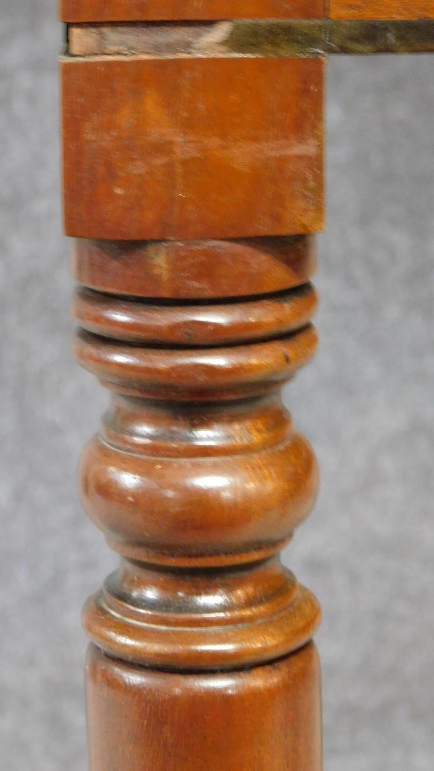 A 19th century mahogany drop flap Pembroke table on ring turned tapering supports terminating in - Image 4 of 5