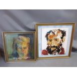 Two framed abstract portraits, oil on board and oil on canvas, signed Gregg. Largest H61.5 cm.