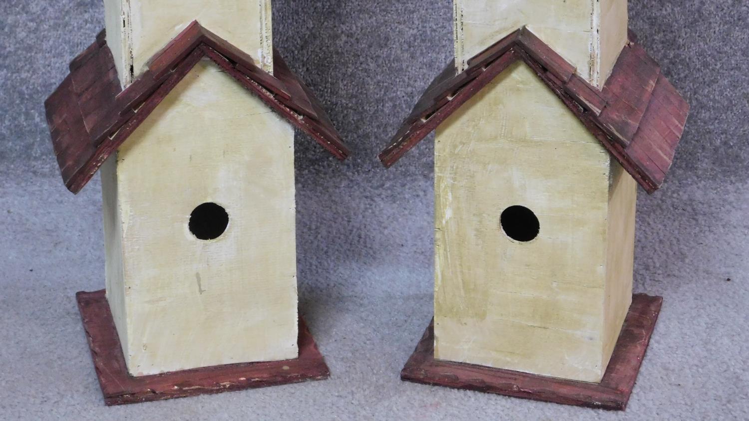 A pair of multi tiered bird houses. H.81cm - Image 4 of 4