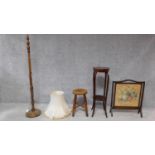 A collection of miscellaneous occasional furniture to include a 19th century walnut and elm stool, a