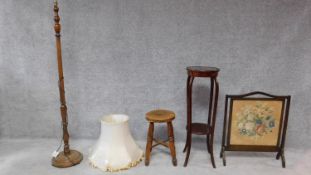 A collection of miscellaneous occasional furniture to include a 19th century walnut and elm stool, a