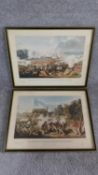 A pair of framed and glazed prints of the Battle of Waterloo, special edition from 1976 signed by
