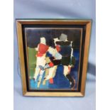 A framed varnished print on panel of 'Footballers' by Nicolas de Stael. 73x62