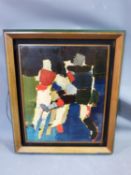 A framed varnished print on panel of 'Footballers' by Nicolas de Stael. 73x62