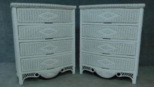 A pair of Lloyd Loom style chests of four long drawers. H.106 W.88 D.51cm