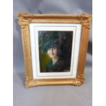 A gilt framed oil on board portrait. 47x 54.5