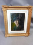 A gilt framed oil on board portrait. 47x 54.5