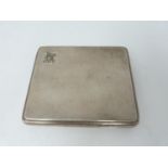 A silver cigarette case with engine turned decoration, London, 1948, gilded interior, Bravingtons