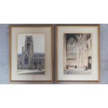 A pair of framed and glazed watercolours, Durham cathedral and the Northern Transept, signed Fred