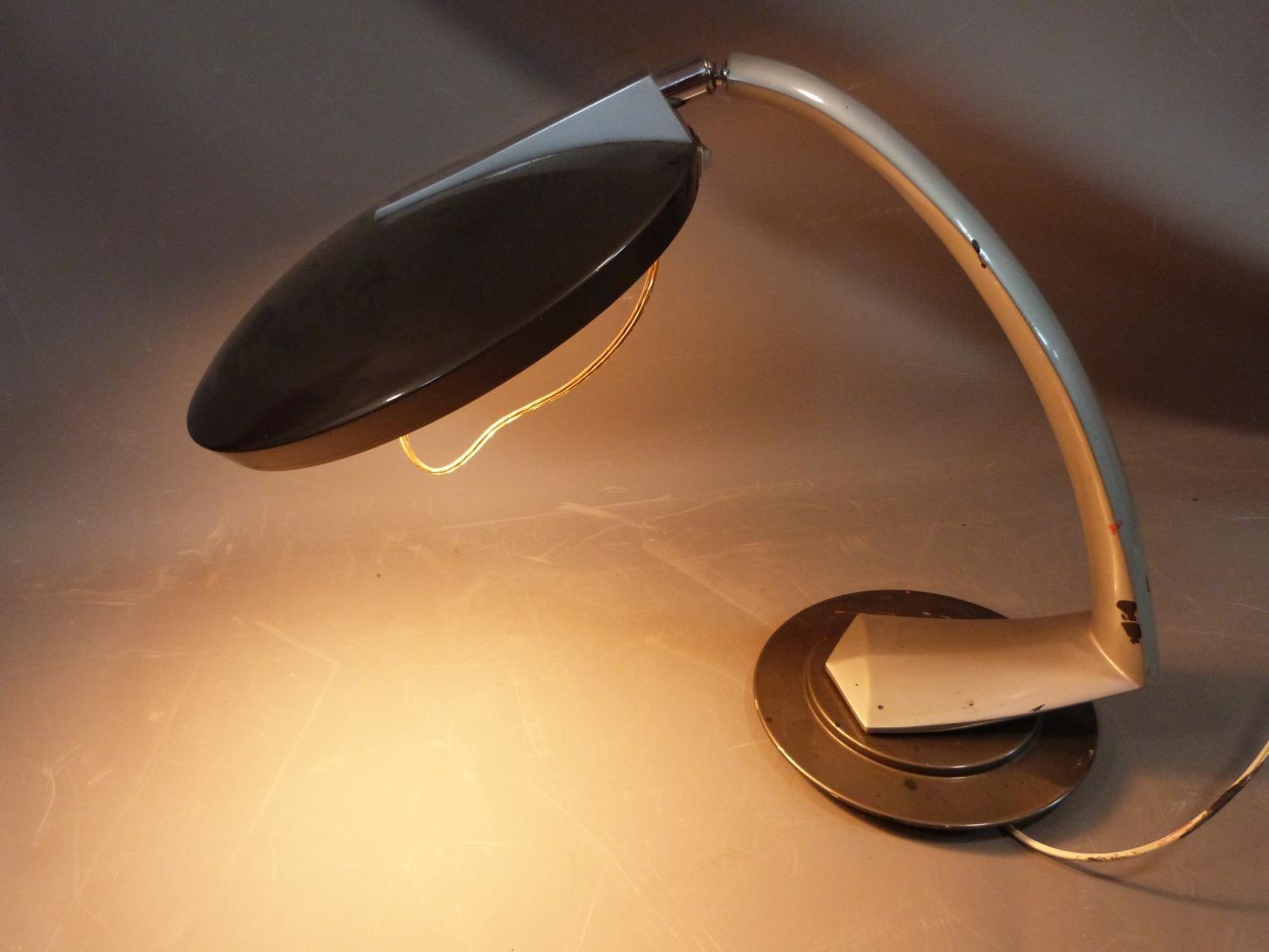 A Fase Grey desk lamp. Luis Pérez de la Oliva for Fase of Madrid, Spain Desk lamp, 'Boomerang'