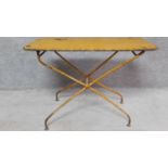 A folding metal garden table stamped to underside. H.71 W.100 D.60cm