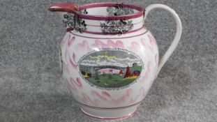 A Sunderland lustre ware jug. "A West View of the cast iron bridge over the River Wear built by R.