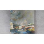 An oil on linen 'Towards St Paul's and Blackfriars Bridge III', signed Kate Giles 2009 to the