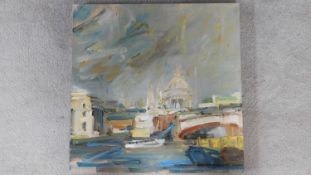 An oil on linen 'Towards St Paul's and Blackfriars Bridge III', signed Kate Giles 2009 to the