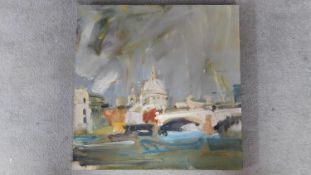 An oil on linen 'Towards St Paul's and Blackfriars Bridge II', signed Kate Giles, 2009 to the