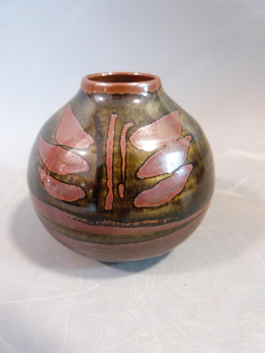 A pair of studio pottery pieces by David Lloyd Jones. The vase with an abstract stylised foliate - Image 2 of 8