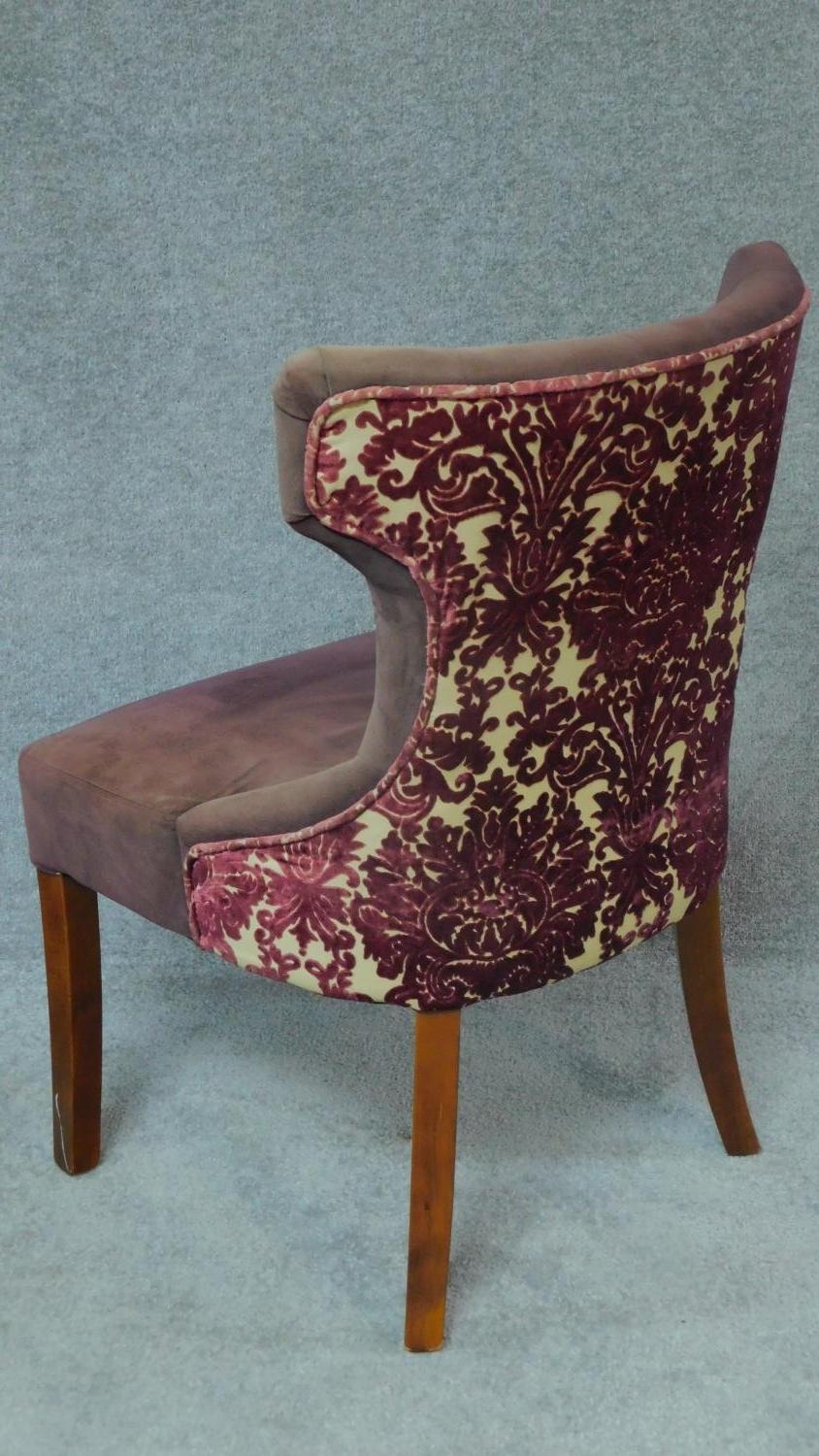 A pair of buttoned upholstered unicorn style tub side chairs. H.89cm - Image 5 of 5