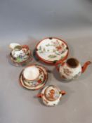 Oriental mixed tea set, hand painted Japanese Imari ware. With Japanese figures, birds and flowers.