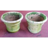 A pair of signed terracotta garden planters. H.33cm