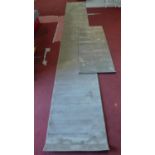 Two custom made 'Brute Street' runners in sage 588x91cm (largest)